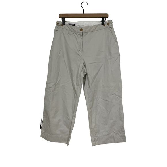 Lands End Womens Khaki Straight Leg Cropped Pants Size 10 100% Cotton - Picture 1 of 7